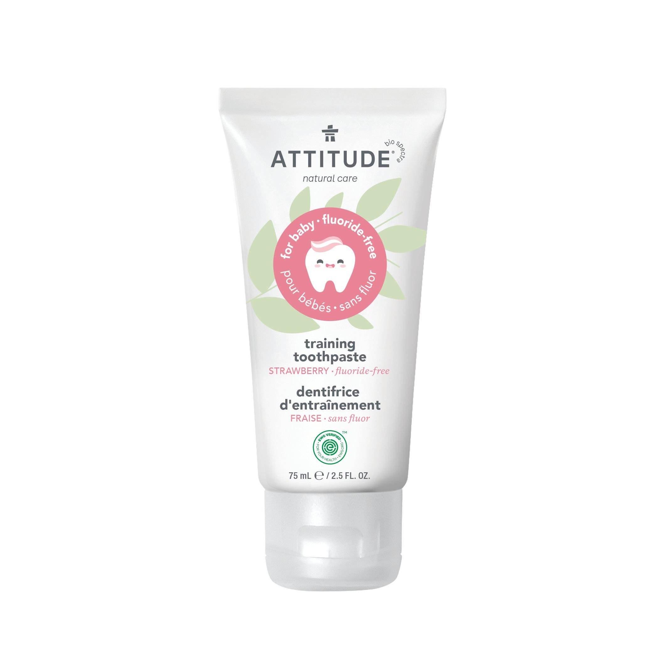ATTITUDE Baby Leaves Science Training Toothpaste Fluoride-Free, Strawberry